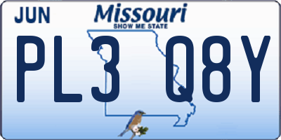 MO license plate PL3Q8Y