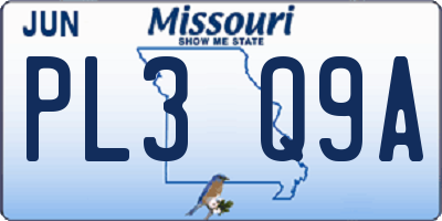 MO license plate PL3Q9A