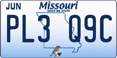 MO license plate PL3Q9C