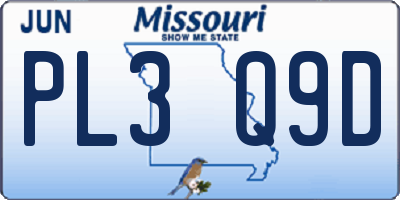 MO license plate PL3Q9D
