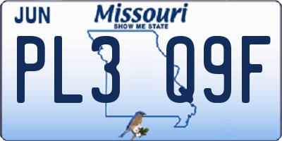 MO license plate PL3Q9F