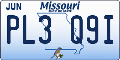 MO license plate PL3Q9I