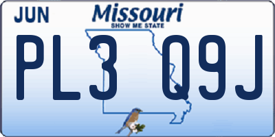 MO license plate PL3Q9J