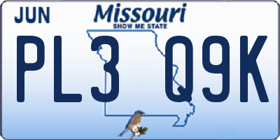 MO license plate PL3Q9K