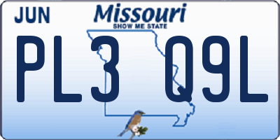 MO license plate PL3Q9L