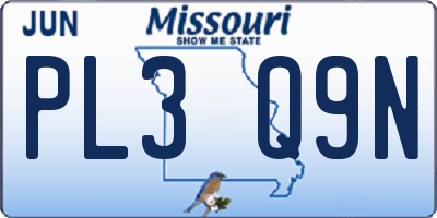 MO license plate PL3Q9N