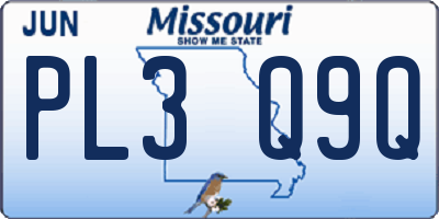 MO license plate PL3Q9Q