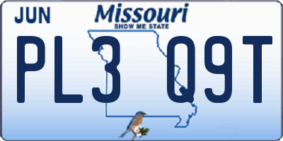 MO license plate PL3Q9T