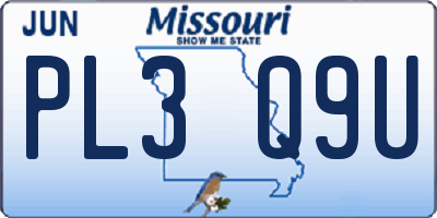 MO license plate PL3Q9U