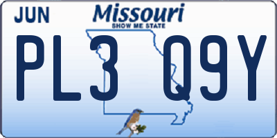 MO license plate PL3Q9Y