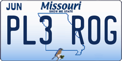 MO license plate PL3R0G
