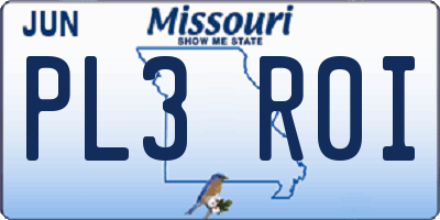 MO license plate PL3R0I