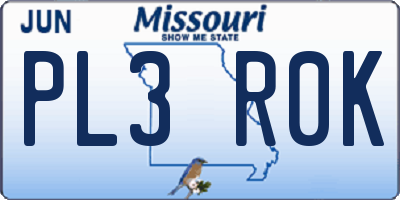 MO license plate PL3R0K