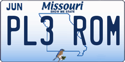 MO license plate PL3R0M