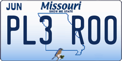 MO license plate PL3R0O