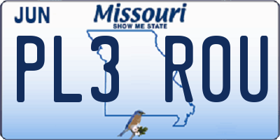 MO license plate PL3R0U