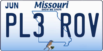 MO license plate PL3R0V