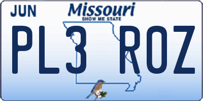 MO license plate PL3R0Z
