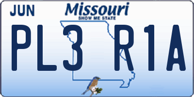 MO license plate PL3R1A