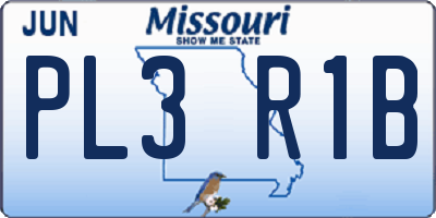 MO license plate PL3R1B