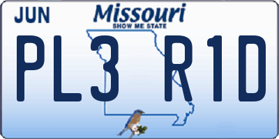 MO license plate PL3R1D
