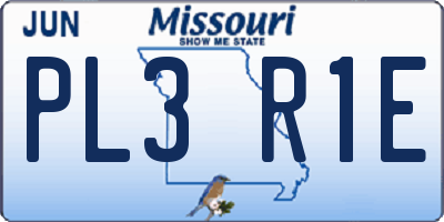 MO license plate PL3R1E