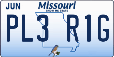 MO license plate PL3R1G