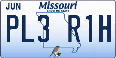 MO license plate PL3R1H