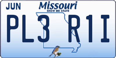 MO license plate PL3R1I