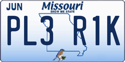 MO license plate PL3R1K