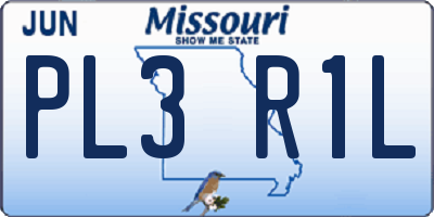 MO license plate PL3R1L