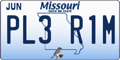 MO license plate PL3R1M