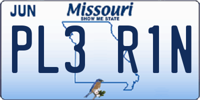 MO license plate PL3R1N