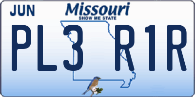 MO license plate PL3R1R