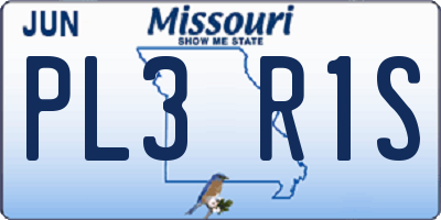 MO license plate PL3R1S
