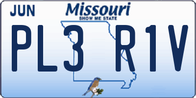MO license plate PL3R1V