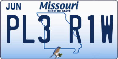 MO license plate PL3R1W