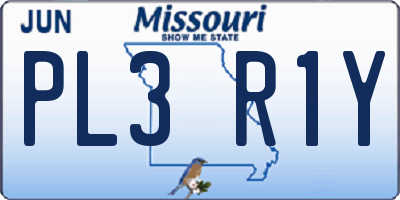 MO license plate PL3R1Y