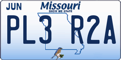 MO license plate PL3R2A