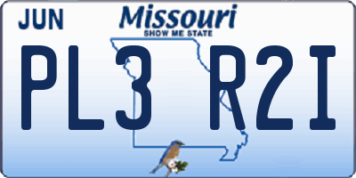 MO license plate PL3R2I
