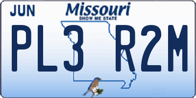 MO license plate PL3R2M