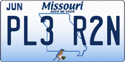 MO license plate PL3R2N