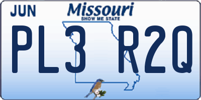 MO license plate PL3R2Q