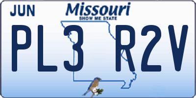 MO license plate PL3R2V
