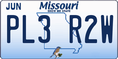 MO license plate PL3R2W
