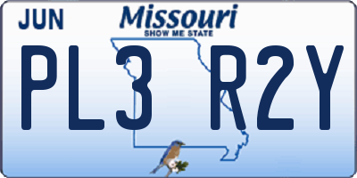 MO license plate PL3R2Y