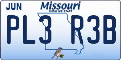 MO license plate PL3R3B