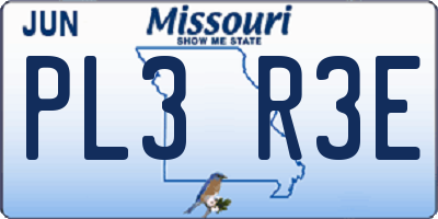 MO license plate PL3R3E