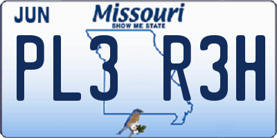 MO license plate PL3R3H