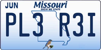MO license plate PL3R3I